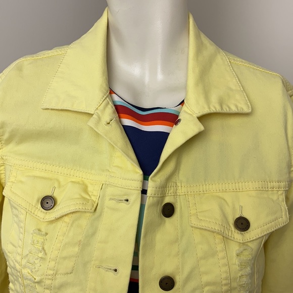 BCBGeneration Yellow Distressed Denim Jacket Size S - Picture 2 of 12